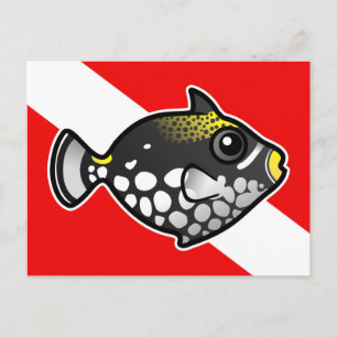 Cute Cartoon Clown Triggerfish Dive Vlag Briefkaart