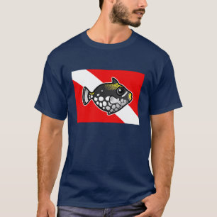 Cute Cartoon Clown Triggerfish Dive Vlag T-shirt