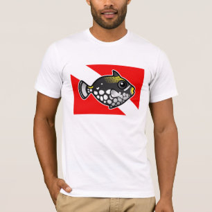 Cute Cartoon Clown Triggerfish Dive Vlag T-shirt