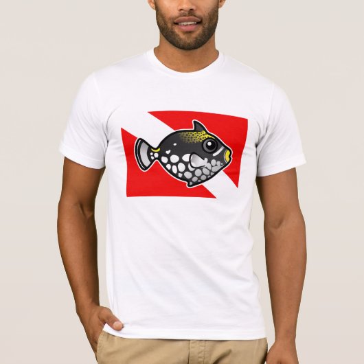 Cute Cartoon Clown Triggerfish Dive Vlag T-shirt (Voorkant)