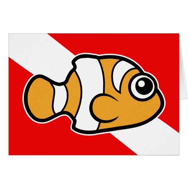 Cute Cartoon Clownfish Dive Vlag (Voorkant Horizontaal)