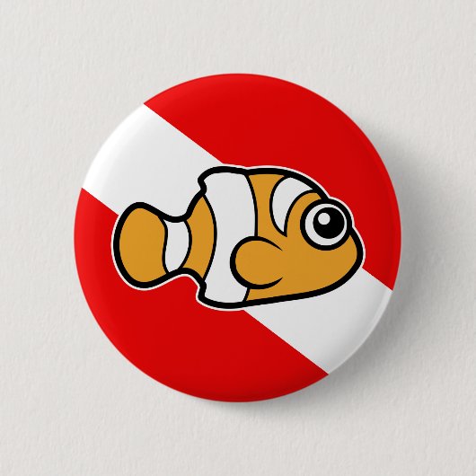 Cute Cartoon Clownfish Dive Vlag Ronde Button 5,7 Cm (Voorkant)