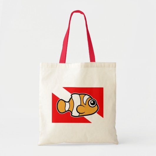 Cute Cartoon Clownfish Dive Vlag Tote Bag (Voorkant)