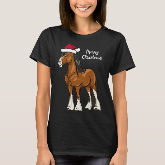 Cute Cartoon Clydesdale Draft Horse T-shirt (Voorkant)