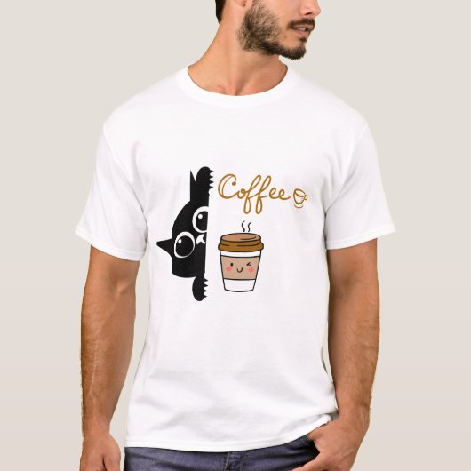 Cute Cartoon Coffee Design – T-Shirt for Coffee Lo (Voorkant)