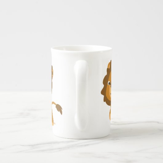 Cute Cartoon Content Lion Bone China Mok (Achterkant)