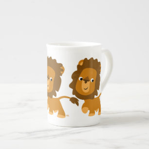 Cute Cartoon Content Lion Bone China Mok