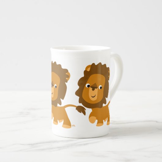 Cute Cartoon Content Lion Bone China Mok (Voorkant rechts)