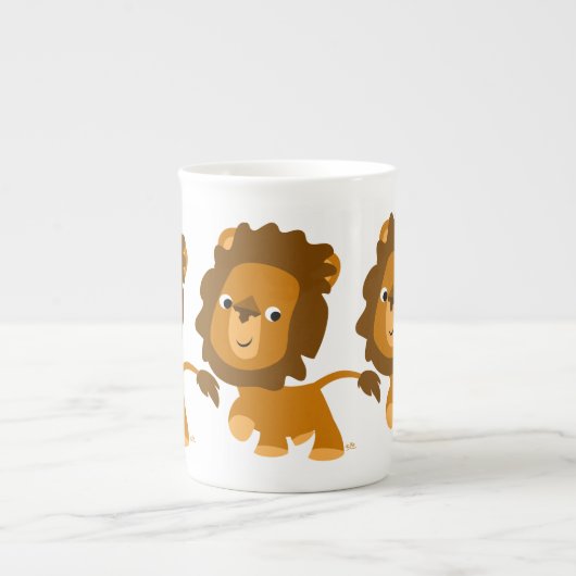 Cute Cartoon Content Lion Bone China Mok (Voorkant)