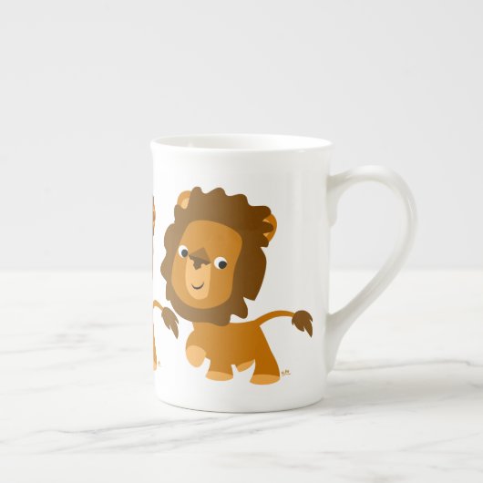 Cute Cartoon Content Lion Bone China Mok (Rechts)