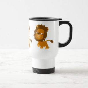 Cute Cartoon Content Lion Commuter Mok
