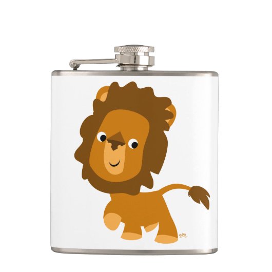 Cute Cartoon Content Lion Hip Flask Heupfles (Voorkant)