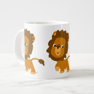Cute Cartoon Content Lion Jumbo Mok