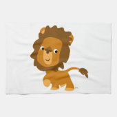 Cute Cartoon Content Lion Kitchen Towel Theedoek (Horizontaal)