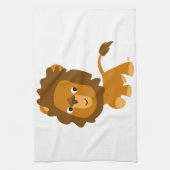 Cute Cartoon Content Lion Kitchen Towel Theedoek (Verticaal)