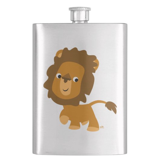 Cute Cartoon Content Lion Klassieke kolf Flacon (Voorkant)