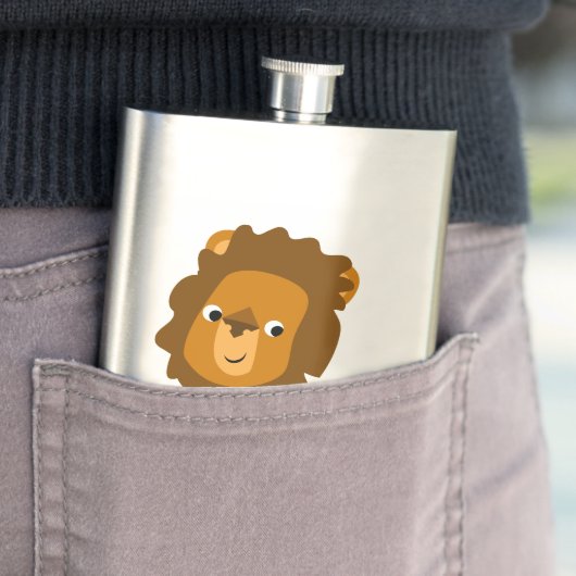 Cute Cartoon Content Lion Klassieke kolf Flacon (Voorbeeld)