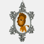 Cute Cartoon Content Lion Pewter Ornament (Links)