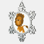 Cute Cartoon Content Lion Pewter Ornament (Rechts)