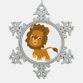 Cute Cartoon Content Lion Pewter Ornament (Voorkant)