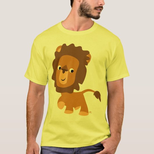 Cute Cartoon Content Lion T-shirt (Voorkant)