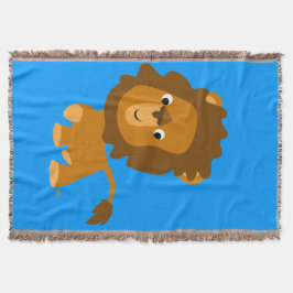 Cute Cartoon Content Lion Throw Blanket Deken
