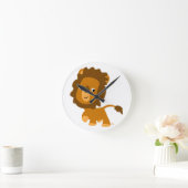 Cute Cartoon Content Lion Wall Clock Ronde Klok (Huis)