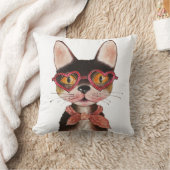 Cute Cartoon Cool Cat in bril Kussen (Deken)