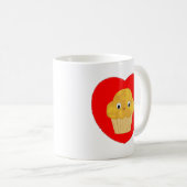 Cute Cartoon Corn Muffin in Red Heart Koffee Mok (Voorkant rechts)