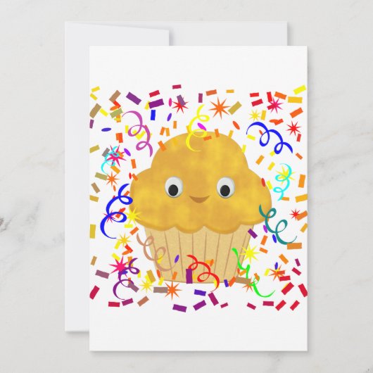 Cute Cartoon corn Muffin met Confetti Kaart (Voorkant)