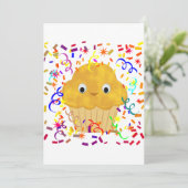 Cute Cartoon corn Muffin met Confetti Kaart (Staand voorkant)