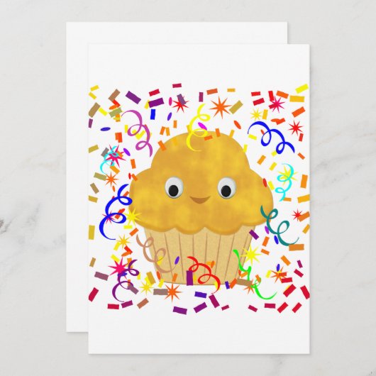 Cute Cartoon corn Muffin met Confetti Kaart (Voorkant / Achterkant)