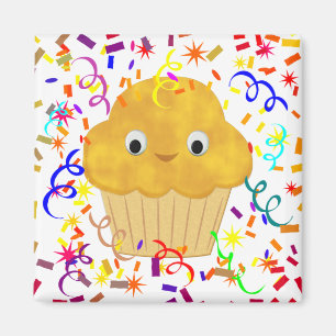 Cute Cartoon corn Muffin met Confetti Magnet