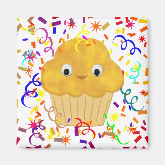 Cute Cartoon corn Muffin met Confetti Magnet (Voorkant)