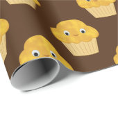 Cute Cartoon Corn Muffin on Brown Cadeaupapier (Rol Hoek)