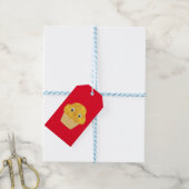 Cute Cartoon Corn Muffin Pattern on Red Cadeaulabel (Met Touw)