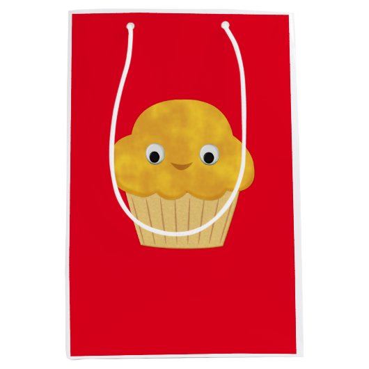 Cute Cartoon Corn Muffin Pattern on Red Medium Cadeauzakje (Voorkant)