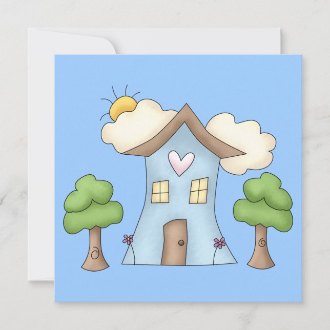 Cute Cartoon Country House Tree Scene (Voorkant)