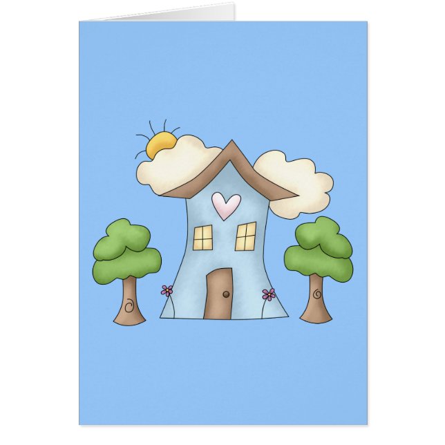 Cute Cartoon Country House Tree Scene (Voorkant)