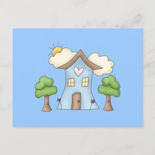 Cute Cartoon Country House Tree Scene Briefkaart
