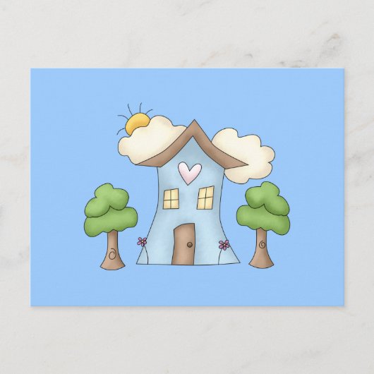 Cute Cartoon Country House Tree Scene Briefkaart (Voorkant)