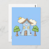 Cute Cartoon Country House Tree Scene Briefkaart (Voorkant / Achterkant)
