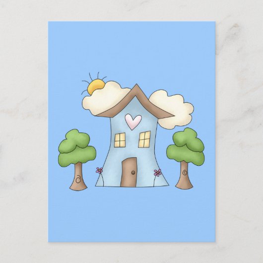 Cute Cartoon Country House Tree Scene Briefkaart (Voorkant)