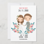 Cute Cartoon Couple floral Save the Date (Voorkant)