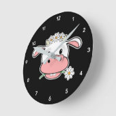 Cute Cartoon Cow | Dier Boerderij Kawaii Ronde Klok (Hoek)