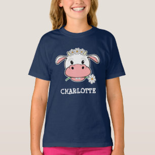 Cute Cartoon Cow   Douanenaam Boerderij Dierlijk T T-shirt