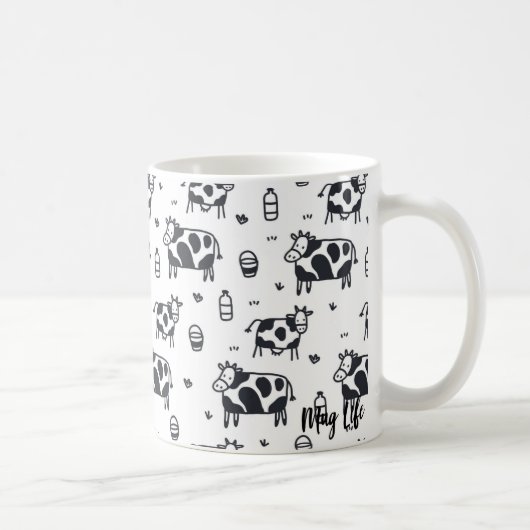 Cute Cartoon Cow Pattern Mok (Rechts)
