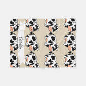 Cute Cartoon Cow Pattern & Name in Script Fleece Deken (Voorkant (Horizontaal))