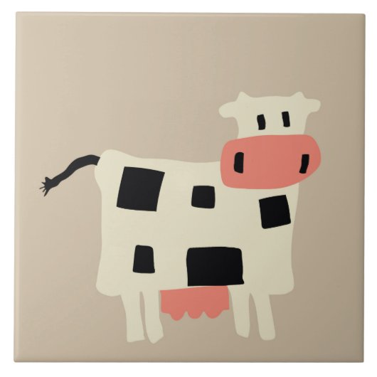 Cute Cartoon Cow Tegeltje (Voorkant)