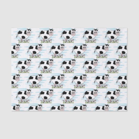 Cute Cartoon Cow Tissuepapier (Voorkant)
